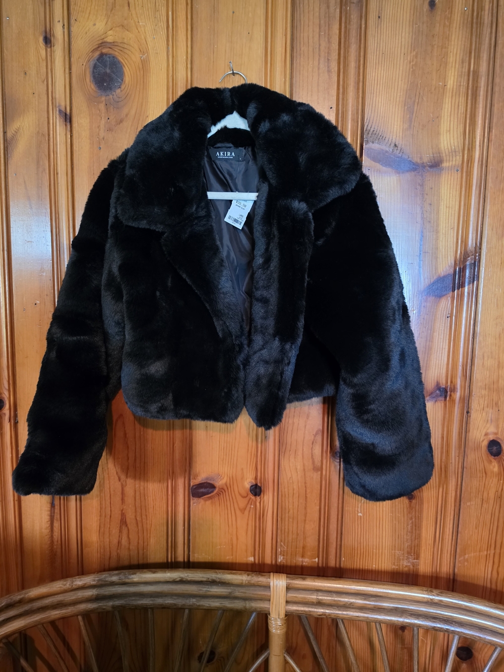 Akira Black Faux Fur Cropped Jacket